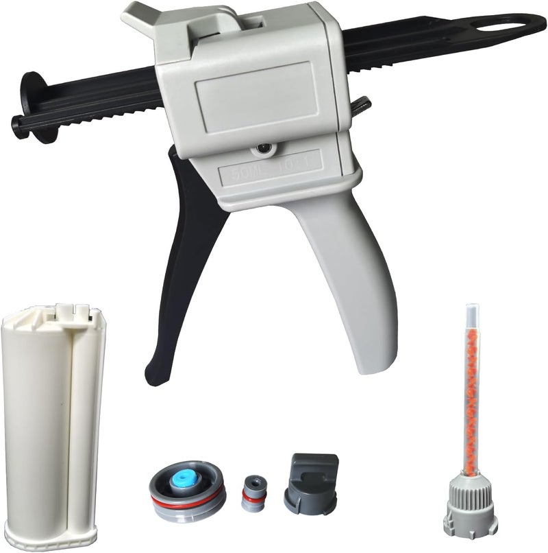 anquanhepro Dispenser Gun, 50ml Dispensing Gun Kit Impression Mixing Dispensing Dispenser AB Gun 1:1/1:2/10:1 or 55ML Single (50ML-10:1) - Image 1